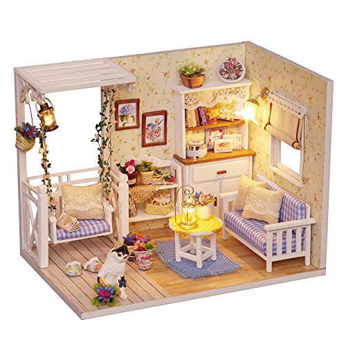 CUTEBEE Miniatura de la casa de muñecas con Muebles, Equipo de casa de muñecas de Madera DIY, más Resistente al Polvo y el Movimiento de música CUTEBEE Miniatura de la casa de muñecas con Muebles, Equipo de casa de muñecas de Madera DIY, más Resistente al Polvo y el Movimiento de música
