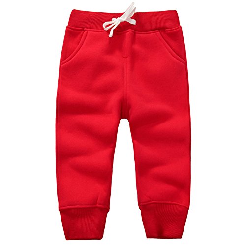 CuteOn Unisexo niños Elástico Cintura Algodón Calentar Pantalones Bebé Trousers Bottoms Rojo 2Años