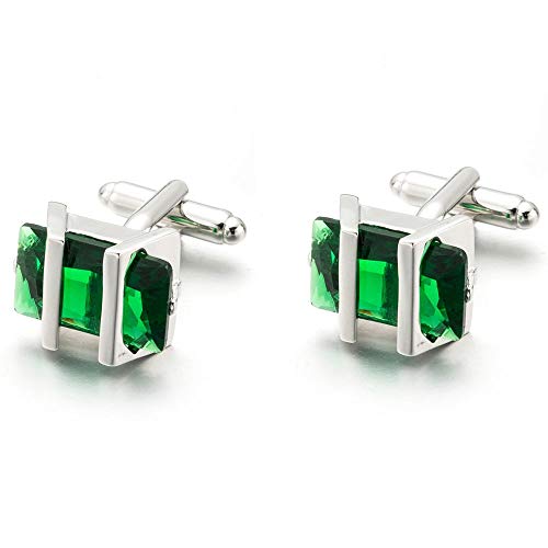 CWTCHY Mancuernas Marca Fiesta Regalo de Boda Traje Camisa Botón Verde Cristal Gemelos CWTCHY Mancuernas Marca Fiesta Regalo de Boda Traje Camisa Botón Verde Cristal Gemelos