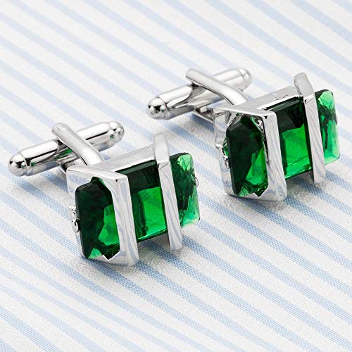 CWTCHY Mancuernas Marca Fiesta Regalo de Boda Traje Camisa Botón Verde Cristal Gemelos CWTCHY Mancuernas Marca Fiesta Regalo de Boda Traje Camisa Botón Verde Cristal Gemelos
