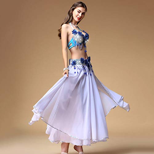 CX Juego De Vestuario para Danza del Vientre, Traje De Baile De Danza Oriental para Mujer Adulta (Color : Lake Blue, Tamaño : M)