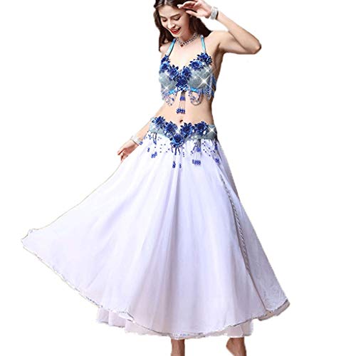 CX Juego De Vestuario para Danza del Vientre, Traje De Baile De Danza Oriental para Mujer Adulta (Color : Lake Blue, Tamaño : M)