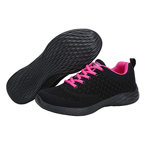 CXWRZB Mujer Gimnasia Ligero Sneakers Zapatillas de Deportivos de Running para Negro Rosado 36 EU