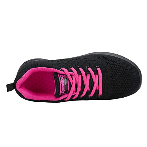 CXWRZB Mujer Gimnasia Ligero Sneakers Zapatillas de Deportivos de Running para Negro Rosado 36 EU