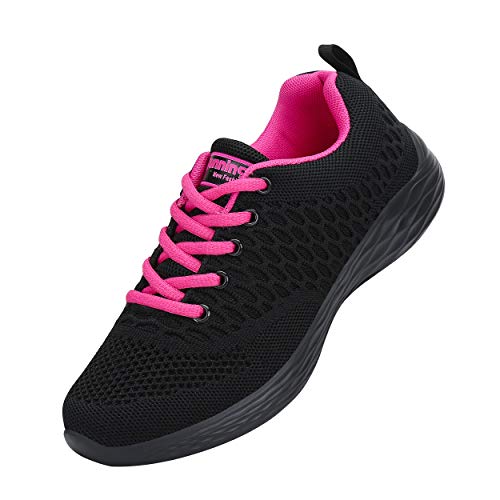 CXWRZB Mujer Gimnasia Ligero Sneakers Zapatillas de Deportivos de Running para Negro Rosado 36 EU