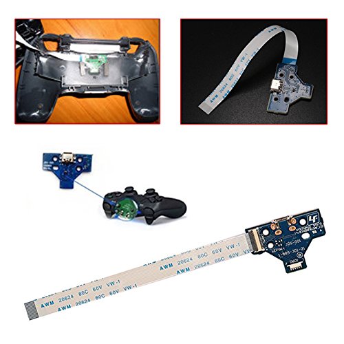 CXZC JDS-030 Reemplazo del Puerto de Carga USB Socket Board para PS4 DualShock 4, Playstation DS4 Controller Pieza de reparación con Flex Ribbon Cable