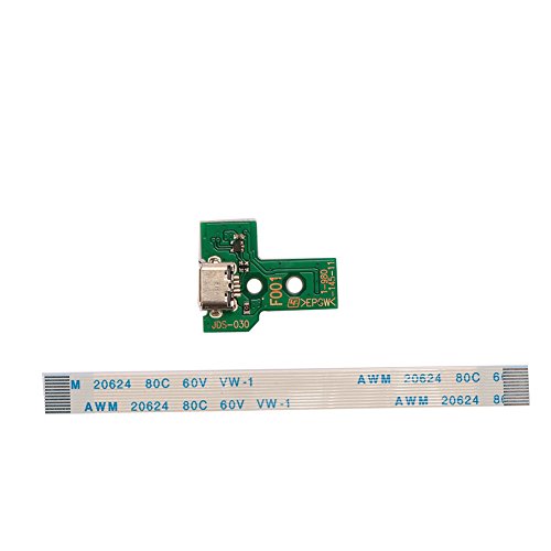 CXZC JDS-030 Reemplazo del Puerto de Carga USB Socket Board para PS4 DualShock 4, Playstation DS4 Controller Pieza de reparación con Flex Ribbon Cable