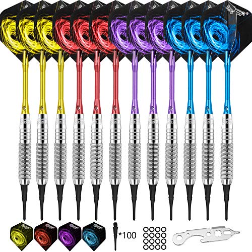 CyeeLife Dardos Punta de Plastico 17 Gramos con 4 Colores Ejes de Aluminio+100 Puntas+12 Plumas+Herramienta Dardos CyeeLife Dardos Punta de Plastico 17 Gramos con 4 Colores Ejes de Aluminio+100 Puntas+12 Plumas+Herramienta Dardos