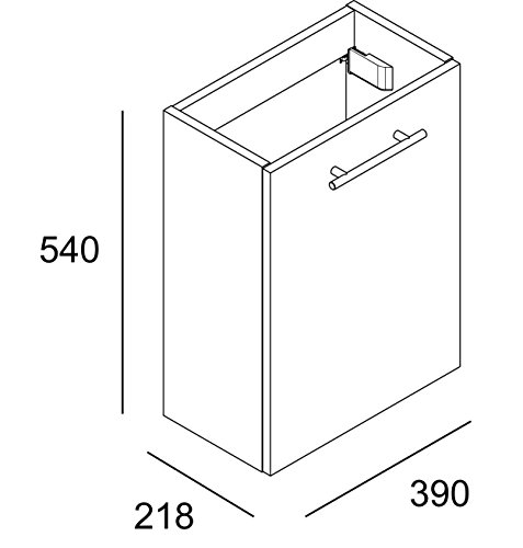 Cygnus Bath Mini Mueble lavamanos de baño, suspendido, con 1 Puerta de Cierre amortiguado, Madera, Brillo Lacado-Blanco, 40x22x54 cm