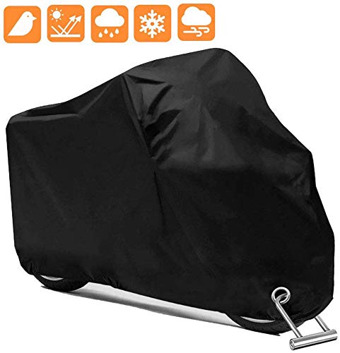 Cymax Funda para Moto,Cubierta de la Moto Cubierta Protectora UV,Impermeable y Resistente al Viento,Antipolvo con una Bolsa de Almacenamiento,245X105X125cm,Negro