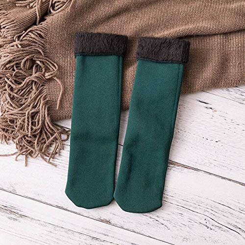 CYMTZ Calcetines Femeninos Cálidos Espesar Calcetines De Invierno De Nieve Térmica Unisex Botas De Terciopelo Sin Costuras Calcetines para Dormir En El Piso   Verde