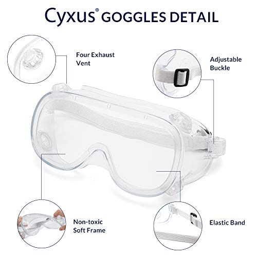 Cyxus Gafas de Seguridad, Gafas de Seguridad Antiniebla con Válvula Respiratoria para Protección Ocular Cyxus Gafas de Seguridad, Gafas de Seguridad Antiniebla con Válvula Respiratoria para Protección Ocular