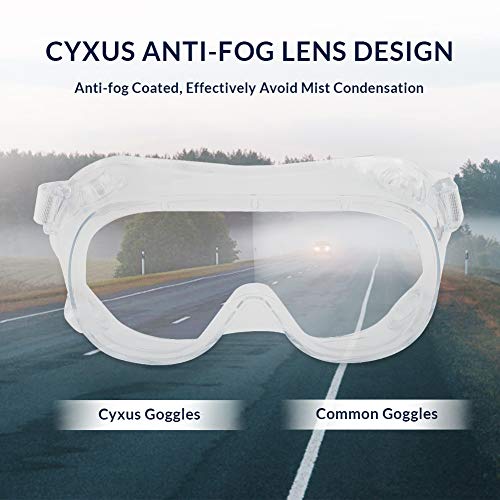 Cyxus Gafas de Seguridad, Gafas de Seguridad Antiniebla con Válvula Respiratoria para Protección Ocular