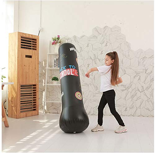 CYzpf Saco de Boxeo de Pie de 160cm Portátil Inflable Niños de Fitness para Practicar Karate Taekwondo Entrenamiento Intenso Gimnasia Deportes Alivio del Estrés,Red