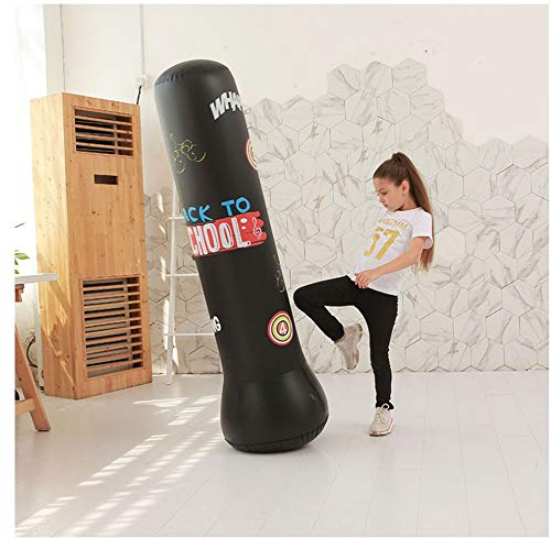 CYzpf Saco de Boxeo de Pie de 160cm Portátil Inflable Niños de Fitness para Practicar Karate Taekwondo Entrenamiento Intenso Gimnasia Deportes Alivio del Estrés,Red