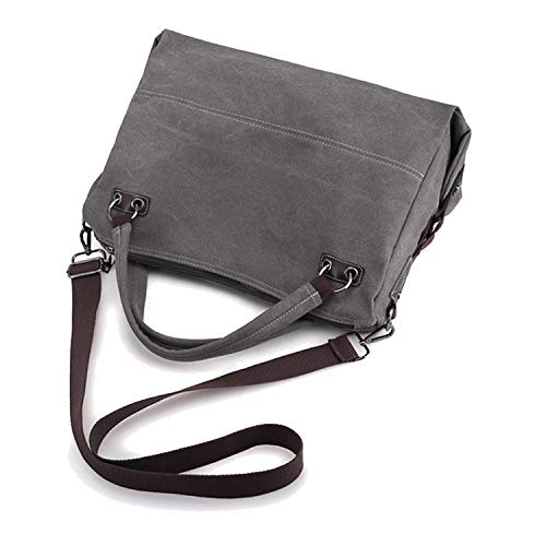 Czemo Bolsos Bandolera de Mujer Bolso de Mano Grandes Bolsas de Tela Lona Bolsos de Viaje Tote Bolso Shopper Gris