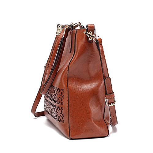 Czemo Bolsos de Mujer Bolsos de Hombro de Piel Bolso Tote Grande Bolso Bandolera de Cuero Retro Vintage Bolsa de la Compra