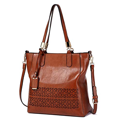 Czemo Bolsos de Mujer Bolsos de Hombro de Piel Bolso Tote Grande Bolso Bandolera de Cuero Retro Vintage Bolsa de la Compra