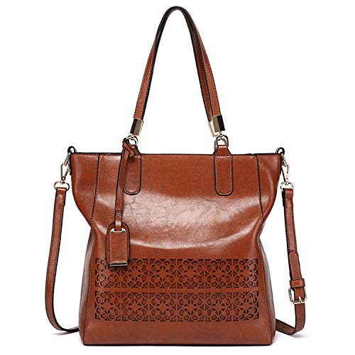 Czemo Bolsos de Mujer Bolsos de Hombro de Piel Bolso Tote Grande Bolso Bandolera de Cuero Retro Vintage Bolsa de la Compra