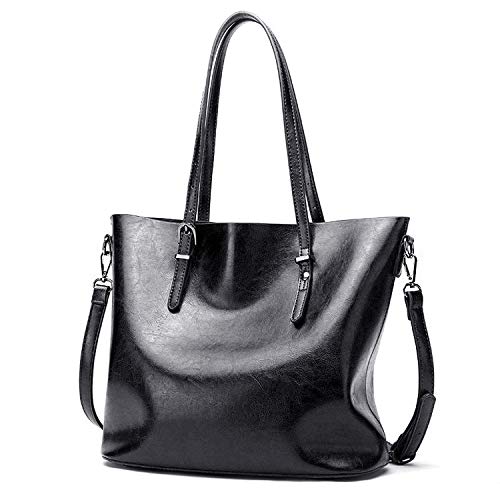 Czemo Bolsos de Mujer de Piel Bolso Tote Grande Bolso Bandolera de Cuero Bolsa de la Compra (Negro) Czemo Bolsos de Mujer de Piel Bolso Tote Grande Bolso Bandolera de Cuero Bolsa de la Compra (Negro)