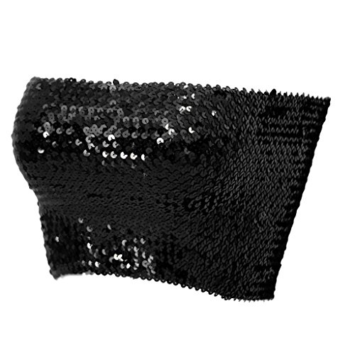 D DOLITY Sujetador de Danza de Vientre con Lentejuelas Crop Top Blusa sin Tirantes para Fiestas Cóctel Halloween - Negro, 21cm D DOLITY Sujetador de Danza de Vientre con Lentejuelas Crop Top Blusa sin Tirantes para Fiestas Cóctel Halloween - Negro, 21cm