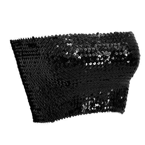 D DOLITY Sujetador de Danza de Vientre con Lentejuelas Crop Top Blusa sin Tirantes para Fiestas Cóctel Halloween - Negro, 21cm D DOLITY Sujetador de Danza de Vientre con Lentejuelas Crop Top Blusa sin Tirantes para Fiestas Cóctel Halloween - Negro, 21cm