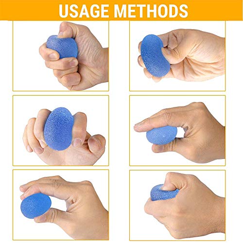 D-Orange 3 Piezas Pelota de mano para aliviar el estrés, Manos Ejercicio y Agarre Pelota, Pelotas en Forma de Huevo para Dedo Muneca Ejercicios y Fortalecimiento, 3 Niveles de Resistencia