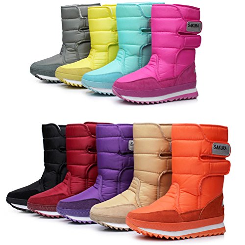 DADAWEN De Las Mujeres Frosty Impermeable Bota de la Nieve 9 M US Negro (EP)