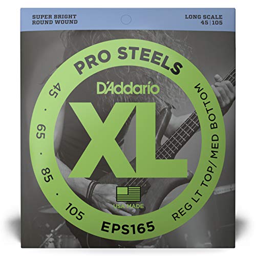 d'Addario EPS165 Juego de cuerdas para bajo eléctrico de acero, 045', 105', Transparente