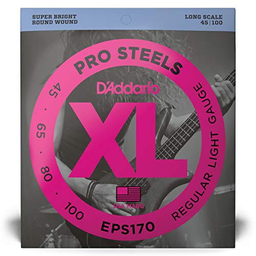 d'Addario EPS170 - Juego de cuerdas para bajo eléctrico de acero.045 - .100, transparente