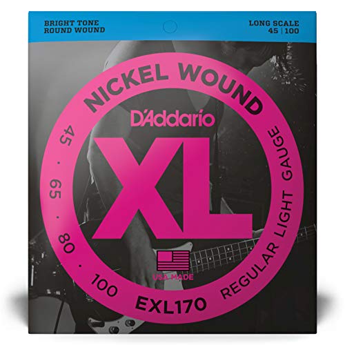 d'Addario EXL170 - Juego de cuerdas para bajo eléctrico de níquel, Plateado, 045' - 100