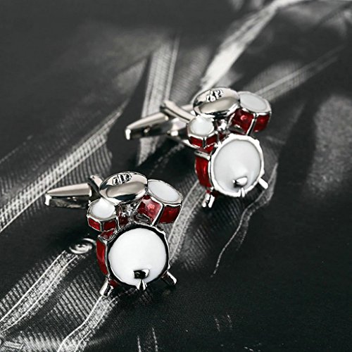 Daesar 2 Piezas Gemelos Hombre Rodio Plateado Blanco Rojo Musical Instrumentos Serie Camisa Alianzas de Boda