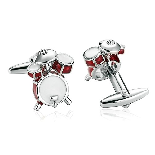 Daesar 2 Piezas Gemelos Hombre Rodio Plateado Blanco Rojo Musical Instrumentos Serie Camisa Alianzas de Boda