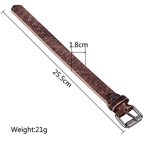 Daesar Pulsera Hombre,Pulsera Hebilla de Cinturón Ancho 18MM Longitud 25.5CM Pulsera Cuero Hombre Marrón