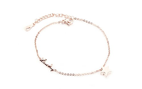 Daesar Tobillera y Pulsera Mujeres Acero Inoxidable Pulsera de Tobillo Oro Rosa Estrella Lucky Tobilleras de joyería Longitud 20CM Daesar Tobillera y Pulsera Mujeres Acero Inoxidable Pulsera de Tobillo Oro Rosa Estrella Lucky Tobilleras de joyería Longitud 20CM