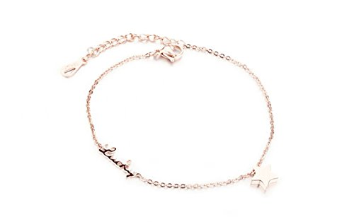 Daesar Tobillera y Pulsera Mujeres Acero Inoxidable Pulsera de Tobillo Oro Rosa Estrella Lucky Tobilleras de joyería Longitud 20CM