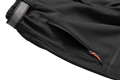 DAFENP Pantalones Trekking Hombre Impermeable Pantalones de Escalada Senderismo Alpinismo Invierno Polar Forrado Aire Libre KZ1662M-Black2-M