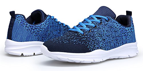 DAFENP Zapatillas de Running para Hombre Mujer Zapatos para Correr y Asfalto Aire Libre y Deportes Calzado Ligero Transpirable XZ747-M-blue-38EU