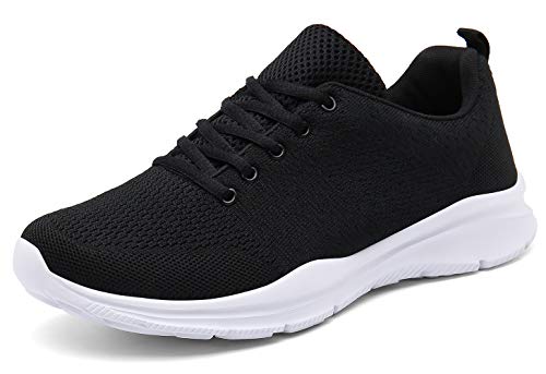 DAFENP Zapatillas de Running para Hombre Mujer Zapatos para Correr y Asfalto Aire Libre y Deportes Calzado Ligero Transpirable XZ747-M-halfblack-EU36