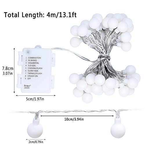 Dailyart Guirnalda de luces de 4 m impermeable IP44 con forma de bola, funciona con pilas, para jardín, boda, fiesta, color beige Dailyart Guirnalda de luces de 4 m impermeable IP44 con forma de bola, funciona con pilas, para jardín, boda, fiesta, color beige