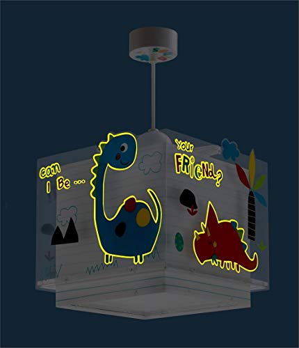Dalber Lámpara Infantil de Techo Colgante Dinosaurios Dinos E27, Multicolor