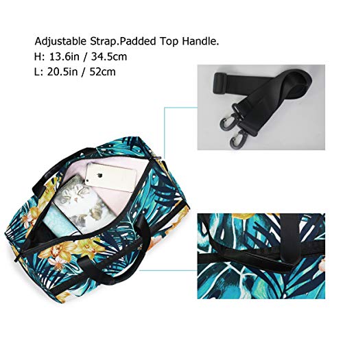 Dallonan Bolsa de Viaje de Gran Capacidad, Tropical con Flores de orquídea y Hojas de Palma, Bolsa de Lona para Gimnasio, Zapatos, Compartimento, Bolsa Deportiva Dallonan Bolsa de Viaje de Gran Capacidad, Tropical con Flores de orquídea y Hojas de Palma, Bolsa de Lona para Gimnasio, Zapatos, Compartimento, Bolsa Deportiva