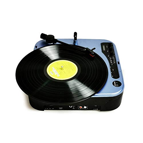 DAMAI STORE Azul Multifuncional Máquina Tocadiscos De Vinilo Portátil Moderna Sala De Estar En Casa FM Altavoces Bluetooth Recargables