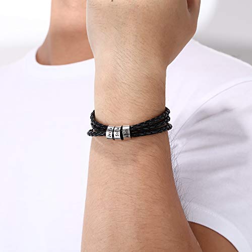 DaMei Personalizada Pulseras para Hombre Cuero con Nombre para Familia Pareja Brazalete Plata Hombre Mujer Pulsera de España - Ideas Regalo para Hombre da Cumpleaños Aniversario DaMei Personalizada Pulseras para Hombre Cuero con Nombre para Familia Pareja Brazalete Plata Hombre Mujer Pulsera de España - Ideas Regalo para Hombre da Cumpleaños Aniversario