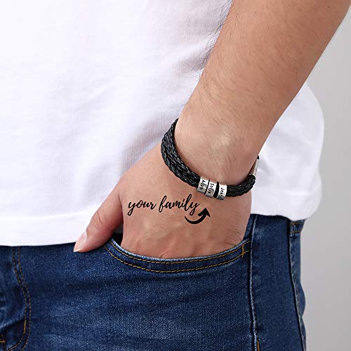DaMei Personalizada Pulseras para Hombre Cuero con Nombre para Familia Pareja Brazalete Plata Hombre Mujer Pulsera de España - Ideas Regalo para Hombre da Cumpleaños Aniversario DaMei Personalizada Pulseras para Hombre Cuero con Nombre para Familia Pareja Brazalete Plata Hombre Mujer Pulsera de España - Ideas Regalo para Hombre da Cumpleaños Aniversario