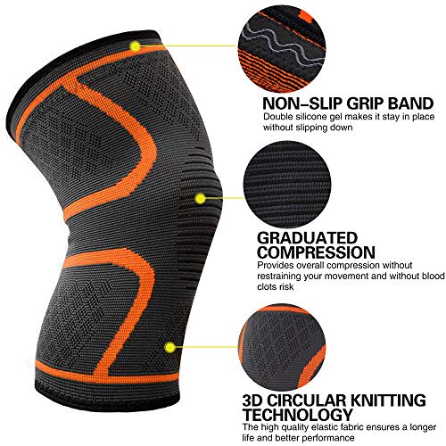 DAMIGRAM Rodillera de Compresión, Rodilleras Deportivas Elásticas con Tiras de Gel, Diseño Antideslizante, para Deportes, Baloncesto, Desgarro de Meniscos, Artritis, Alivio (Medium) DAMIGRAM Rodillera de Compresión, Rodilleras Deportivas Elásticas con Tiras de Gel, Diseño Antideslizante, para Deportes, Baloncesto, Desgarro de Meniscos, Artritis, Alivio (Medium)