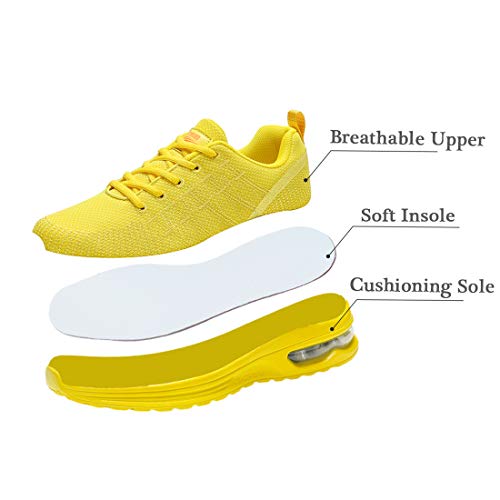 Damyuan Zapatos Correr para Hombres Casual Running Tenis Sneakers Deportivas Gimnasio Gym Trail Fitness Sport Zapatillas Transpirables Plataforma Trekking Calzado Amarillo 40 EU