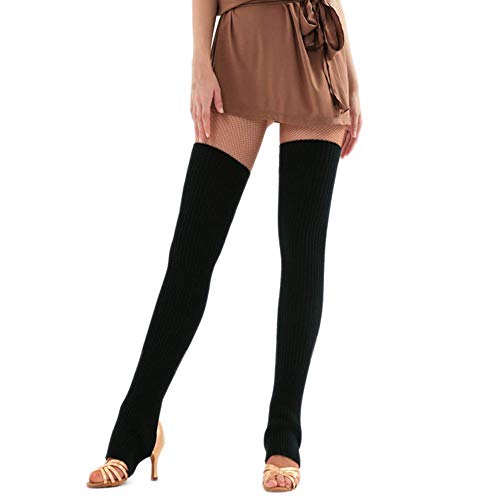 DANCEYOU 76cm Mujeres Calentadores la Pierna de Baile Yoga Ballet Calcetines de Otoño Invierno Calcetines la Pierna Largos de Punto sin Base, Negro