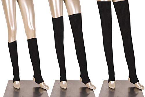 DANCEYOU 76cm Mujeres Calentadores la Pierna de Baile Yoga Ballet Calcetines de Otoño Invierno Calcetines la Pierna Largos de Punto sin Base, Negro
