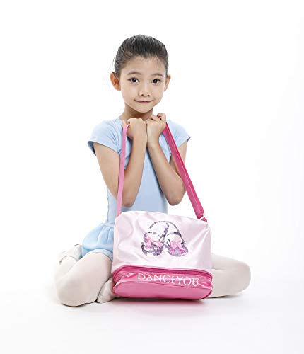 DANCEYOU Bolsa de Ballet Danza Deportes para Niña Tote Bolsa de satén Personalizada Bordada Princesa Niña Infantil